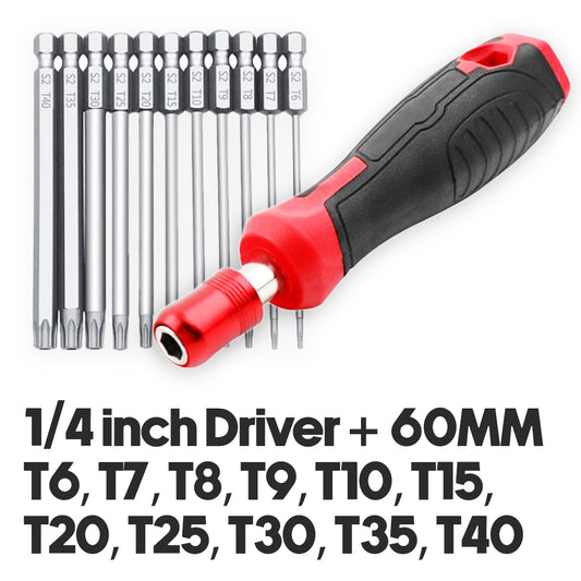 1/4" Driver and Torx bits size T6 To T40
