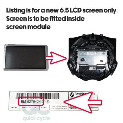 BMW MINI 6.5" 2014 to 2017 Replacement LCD Central infotainment screen (Black Circles)